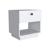Single Drawer Nightstand 19"H with Open Storage Shelf, White B097133073