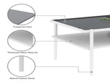 Modern Coffee Table, Tempered Glass Tabletop, Rectangle Coffee Table with Sturdy MDF Base and White 66473538