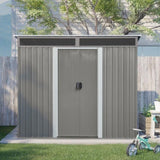 8ft x 6ft Outdoor Metal Storage with Lockable Sliding Doors and Transparent plate for Garden, Lawn W540P185311