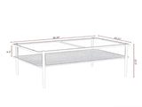 Modern Coffee Table, Tempered Glass Tabletop, Rectangle Coffee Table with Sturdy MDF Base and White 66473538