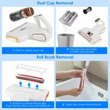 Mattress Vacuum Cleaner, Cordless 200W with 16KPA Suction, Allergen Removal, Dual Dust Cup & Battery 72873685