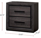 Gray 1pc Nightstand Bedroom Furniture Bedside Table 2-Drawers Two-tone Design w/ Black Trim Paper B011P222864