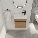 ZUN 18'' Floating Wall-Mounted Bathroom Vanity with White Resin Sink & Soft-Close Cabinet Door W99936260