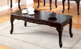 3pc Coffee Table Traditional Style Dark Cherry Finish Cabriole Legs And Intricate Design B011P356773
