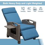 ZUN Outdoor Recliner Chair, Patio Recliner with Hand-Woven Wicker, Flip Table Push Back, Adjustable W1859P196402