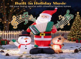 8FT Inflatable Christmas Santa Accordion Player with LED Lights & Music, Snowman Reindeer Outdoor 43276513