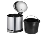 Bathroom Trash Can, 1.2 Gallon Stainless Steel Small Step Garbage Bin with Lid, Silver 35027408