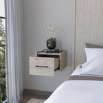 ZUN Elfrida Wall-Mounted Nightstand, Sleek Single-Drawer Design with Spacious Top Shelf B128P148914