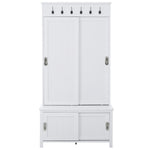 ZUN Multifunctional Hall Tree with Sliding Doors, Wooden Hallway Shoe Cabinet with 96574897