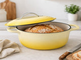 5QT Round Enameled Cast Iron Pot with Stainless Steel Handle Yellow Ombr 08213454