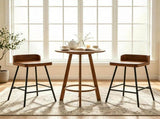 Set of 2 Walnut Wooden Counter Stool with Footrest & Adjustable Anti-Slip Feet, Industrial Modern 54552474