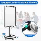 Magnetic Whiteboard,Height-Adjustable Mobile Whiteboard with Round Stand Paper Clips 84331171