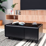 ZUN Modern Smart Coffee Table with Built-in Fridge, Bluetooth Speaker, Wireless Charging, Touch Control W1172P175395