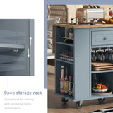 Kitchen Island with Power Outlet,Kitchen Storage Island with Drop Leaf Rubber Wood,Open Storage WF305556AAG