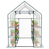 Mini Walk-in Greenhouse with PE Cover, 8-Shelf Indoor Outdoor Plant Gardening Green House for Garden 36309450