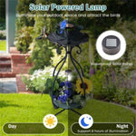 ZUN Dark green Solar Bird Bath Feeder Combo with Flower Planter Pedestal and Solar Lights 41401767