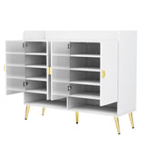 ZUN U-Can Shoe Cabinet with Doors, 11-Tier Shoe Storage Cabinet with Adjustable Shelves, Modern Wooden WF309200AAK