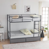 Twin Over Twin Convertible Bunk Bed with 2 Storage Drawers, Metal Bunk Bed Can be 58532352