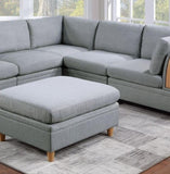 Living Room Furniture Ottoman Light Grey Dorris Fabric 1pc Cushion ottomans Wooden Legs B01147399