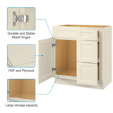 30 in. W x 21 in. D x 34.5 in. H in Antique White Plywood Ready to Assemble Floor Vanity Sink Base T3210P282891