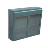 Army Green 2-Door Wall-Mounted Metal Storage Cabinet with Tempered Glass Doors & Shelves for W3122P272930