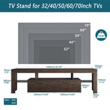 ZUN 20 minutes quick assembly brown simple modern TV stand with the toughened glass shelf cabinet 14960608