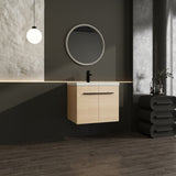 LEVISTAR Oak 24 Inch Bathroom Vanity with resin Countertop Sink, 2 Doors Bathroom Cabinet Set W1972P165042