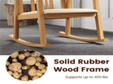 Solid Rubber Wood Rocking Chair, 400 LBS Weight Capacity Indoor Lounge Chair with Linen 96856936