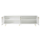 ZUN Contemporary TV Stand with Adjustable Shelves for TVs Up to 78'', Stylish Media Console with Gold 42216747