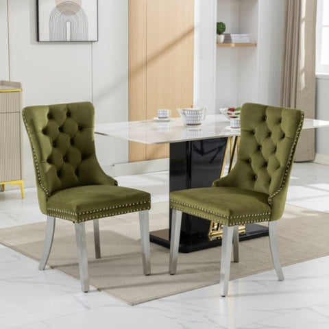 ZUN Nikki Collection Modern, High-end Tufted Solid Wood Contemporary Velvet Upholstered Dining Chair W1143P151488