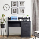 ZUN FCH 110*50*95cm Particleboard Paste Triamine Desktop Storage Layer Three Drawers Computer Desk Black 13565544