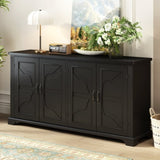 U_STYLE American Country Style Wooden Sideboard with Pine Doors and Legs, 4 Metal Handles, for N711P239354B