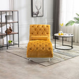 COOMORE Velvet Chaise Lounge Indoor,Button-Tufted Upholstered Chaise Lounge Chair with Pillow for W39538680