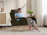 Modern Accent Rocking Chair Rocking Chair with Solid Wood Legs, Upholstered Nursery Glider Rocker, 86624007