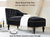 58''Velvet Chaise Lounge,Button Tufted Right Arm Facing Lounge Chair with Nailhead Trim WF297646AAB