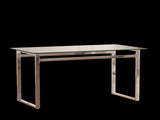 51" Modern Minimalist Rectangular Glass Dining Table for 4-6 with 0.31" Tempered Glass Tabletop and W3732P369039
