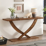 ZUN Mirod 57'' Modern Rustic Console Table with Cross-Leg Design,Sturdy Construction and Ample Surface N760P214643D