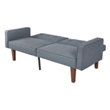 Modern PU Leather Futon Sofa with Tufted Backrest, Adjustable Reclining Couch with Wood & Metal 03787651