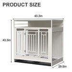 ZUN 43.3 inch Dog Cage Furniture for Large Dogs,Wooden Dog Crate Divider,Double Door Dog Kennel 85466864