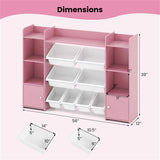 Pink Multi-Functional Kids Storage Shelf - Toy OrganizerBookcase, 56"x12"x39", Anti-Toppling, 35588897