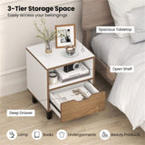2-Pack Color Blocking Nightstands - 3-Tier Storage , Unique Wood Grain 08509714