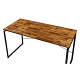 Solid Wood Top Rectangular Writing Desk, Oak and Black B016P311356