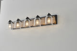 Farmhouse Vanity Light Fixture, 5-Light Bathroom Wall Sconce with Clear Seeded Glass Shades, Rustic W1340P251919