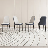 47-63" expandable circular dining tables , equipped with 6 PU fabric thick cushioned dining chairs 28870621