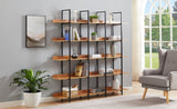 5 Tier Bookcase Home Office Open Bookshelf, Vintage Industrial Style Shelf, MDF Board, Black Metal WF300935AAB