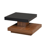 ZUN ON-TREND Modern Square 360&deg;Rotating Coffee Table with Three Detachable Tray, 2-Tier Farmhouse Wood N721P191981B