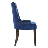 Blue and Weathered Oak Tufted Back Side Chairs B062P182745