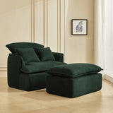 Convertible Compressed Sofa Chair with Ottoman, Modern Corduroy Fabric Armchair for Small Spaces, W1036P251813