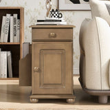 U-Can Vintage End Table Flip Top Side Table with USB Ports, One Multifunctional Drawer with cup N724P293133D