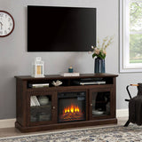 Contemporary TV Media Stand Modern Entertainment Console 18" Fireplace Insert for TV Up to 65" 37943791
